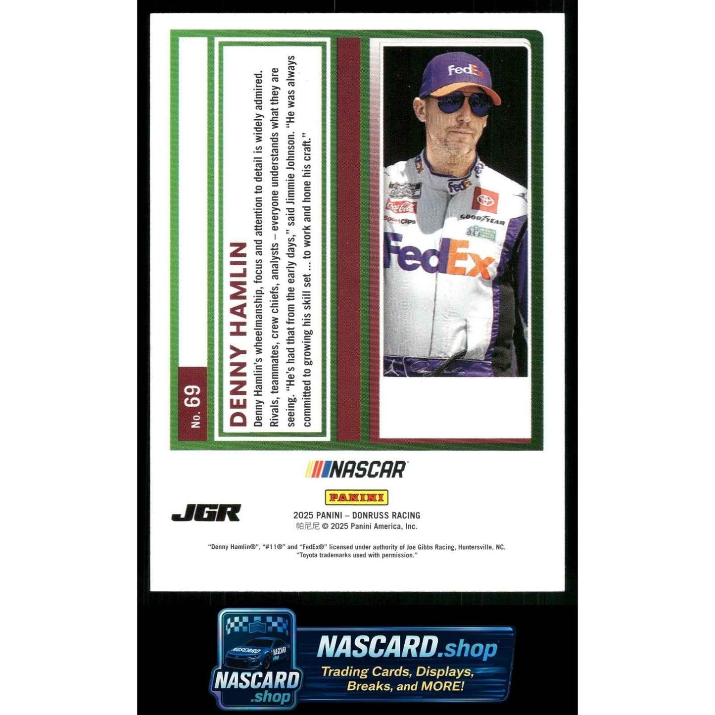2025 Donruss #69 Denny Hamlin Blue #/199
