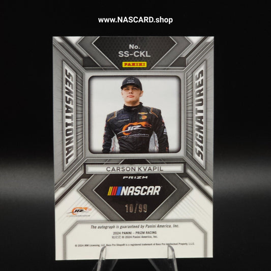 2024 Panini Prizm Sensational Signatures Red Prizm Carson Kvapil RC /99 - NASCARD.shop