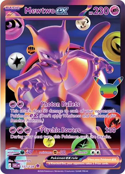 Mewtwo EX trading card with detailed artwork and text