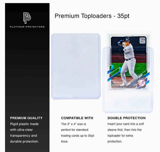 35pt Platinum Protectors Top Loaders – 25 Pack | Standard Trading Card Protection