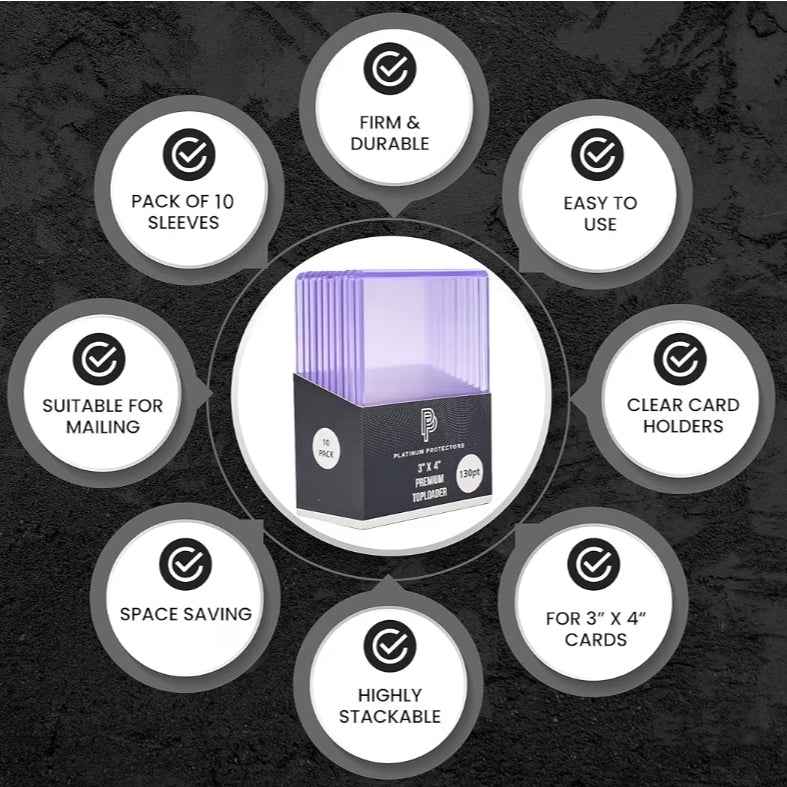 130pt Platinum Protectors Top Loaders – 10 Pack | Premium Protection for Thick Trading Cards