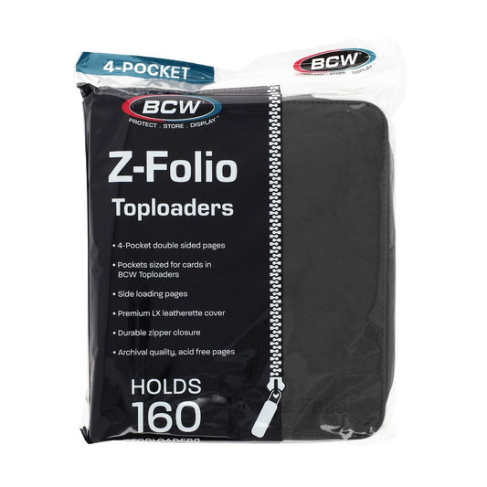 BCW Z-Folio LX 4-Pocket Trading Card Top Loader Binder | Premium Zippered Card Album