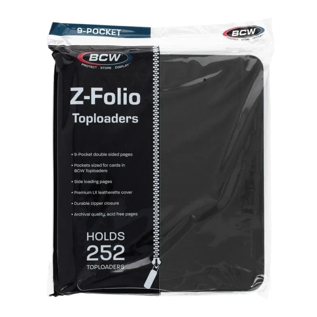 BCW Z-Folio LX 9-Pocket Trading Card Top Loader Binder | Premium Zippered Card Album