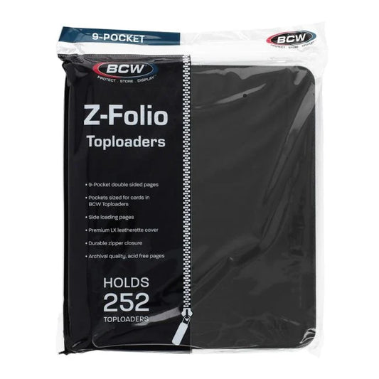 BCW Z-Folio LX 9-Pocket Trading Card Top Loader Binder | Premium Zippered Card Album