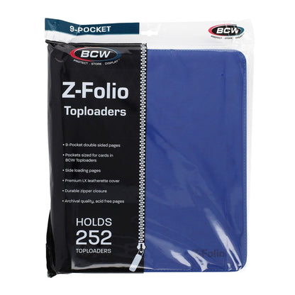 BCW Z-Folio LX 9-Pocket Trading Card Top Loader Binder | Premium Zippered Card Album