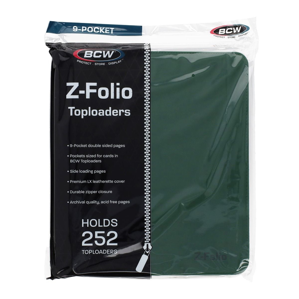 BCW Z-Folio LX 9-Pocket Trading Card Top Loader Binder | Premium Zippered Card Album