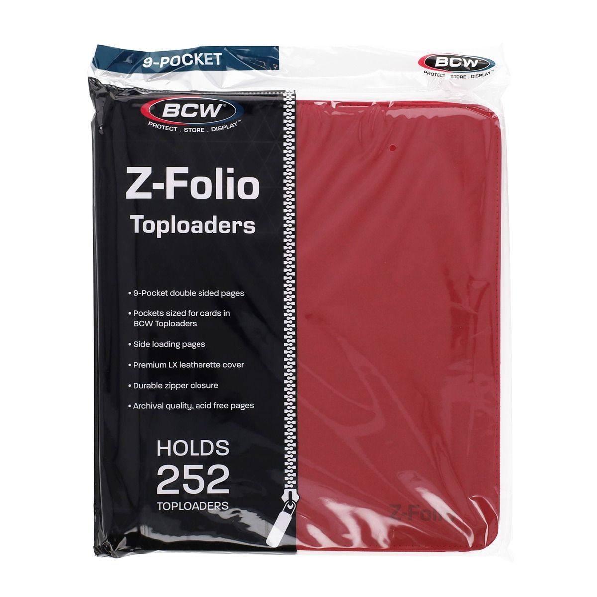 BCW Z-Folio LX 9-Pocket Trading Card Top Loader Binder | Premium Zippered Card Album